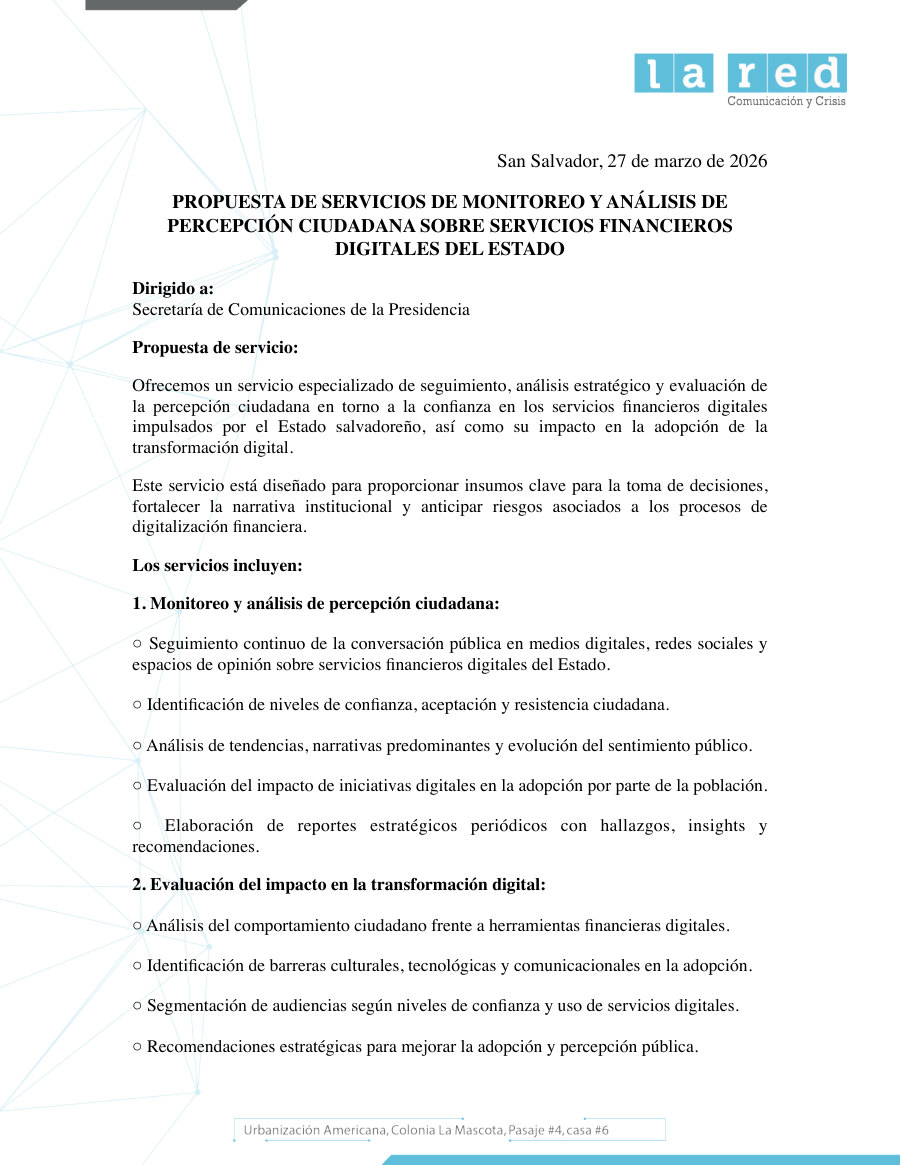 Propuesta de servicios de LARED, 27 mar de 2026