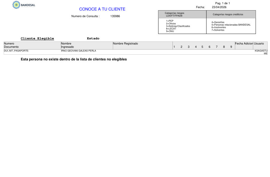 Reportes «Conoce a tu Cliente», 23 abr de 2026